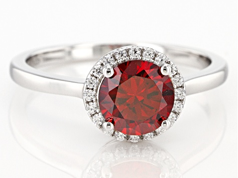 Red And White Cubic Zirconia Rhodium Over Sterling Silver Ring 2.25ctw