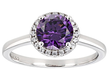 Picture of Purple And White Cubic Zirconia Rhodium Over Sterling Silver Ring 2.53ctw