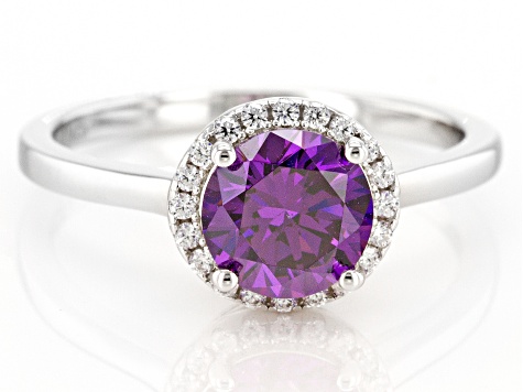 Purple And White Cubic Zirconia Rhodium Over Sterling Silver Ring 2 ...