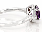 Purple And White Cubic Zirconia Rhodium Over Sterling Silver Ring 2.53ctw