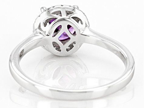Purple And White Cubic Zirconia Rhodium Over Sterling Silver Ring 2.53ctw