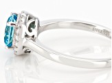 Light Blue And White Cubic Zirconia Rhodium Over Sterling Silver Ring 2.29ctw