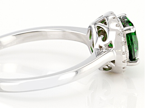 Green And White Cubic Zirconia Rhodium Over Sterling Silver Ring 2.22ctw