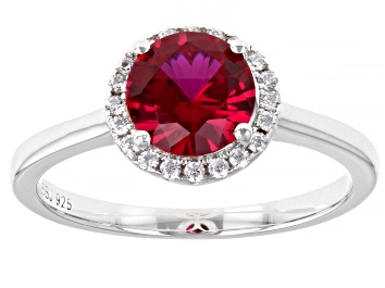 Picture of Lab Created Ruby And White Cubic Zirconia Rhodium Over Sterling Silver Ring 1.80ctw