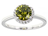 Green And White Cubic Zirconia Rhodium Over Sterling Silver Ring 2.64ctw