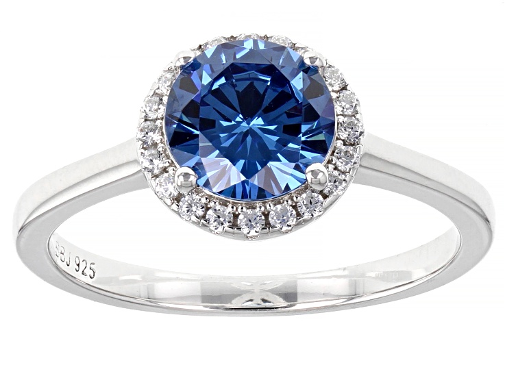 Blue And White Cubic Zirconia Rhodium Over Sterling Silver Ring 2.40ctw