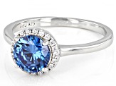 Blue And White Cubic Zirconia Rhodium Over Sterling Silver Ring 2.40ctw