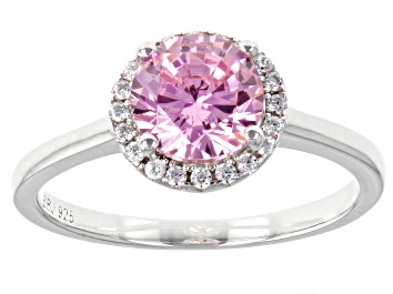 Picture of Pink And White Cubic Zirconia Rhodium Over Sterling Silver Ring 2.59ctw