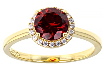 Picture of Red And White Cubic Zirconia 18k Yellow Gold Over Silver Ring 2.25ctw