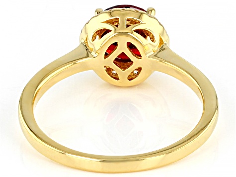 Red And White Cubic Zirconia 18k Yellow Gold Over Silver Ring 2.25ctw