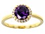Purple And White Cubic Zirconia 18k Yellow Gold Over Sterling Silver Ring 2.53ctw