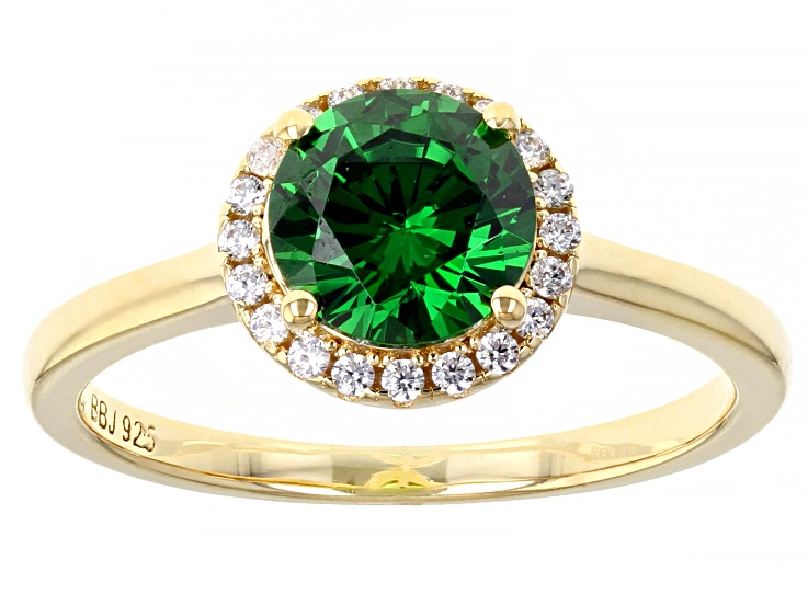 Green And White Cubic Zirconia 18k Yellow Gold Over Sterling Silver Ring 2.21ctw