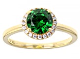 Green And White Cubic Zirconia 18k Yellow Gold Over Sterling Silver Ring 2.21ctw