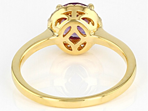 Lab Created Color Change Sapphire And White Cubic Zirconia 18k Yellow Gold Over Sterling Silver Ring