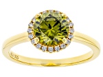 Green And White Cubic Zirconia 18k Yellow Gold Over Sterling Silver Ring 2.64ctw