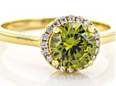Green And White Cubic Zirconia 18k Yellow Gold Over Sterling Silver Ring 2.64ctw