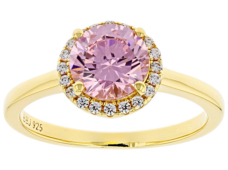 Pink And White Cubic Zirconia 18k Yellow Gold Over Sterling Silver Ring 2.59ctw