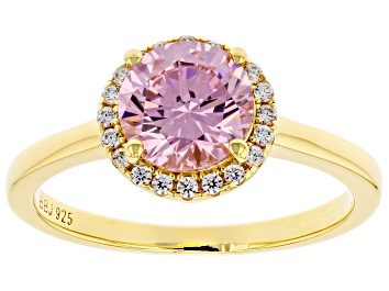 Picture of Pink And White Cubic Zirconia 18k Yellow Gold Over Sterling Silver Ring 2.59ctw