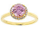 Pink And White Cubic Zirconia 18k Yellow Gold Over Sterling Silver Ring 2.59ctw