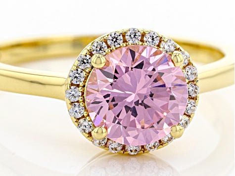 Pink And White Cubic Zirconia 18k Yellow Gold Over Sterling Silver Ring 2.59ctw