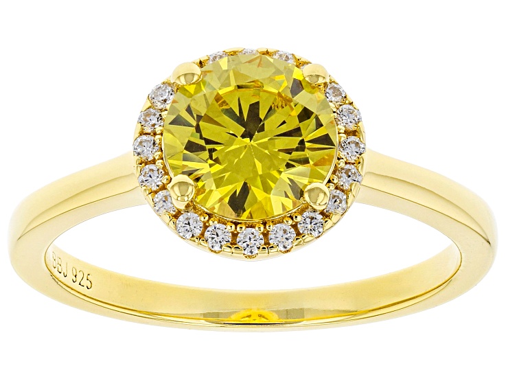 Yellow And White Cubic Zirconia 18k Yellow Gold Over Sterling Silver Ring 2.48ctw
