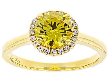 Picture of Yellow And White Cubic Zirconia 18k Yellow Gold Over Sterling Silver Ring 2.48ctw