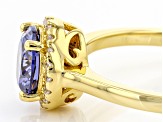 Blue And White Cubic Zirconia 18k Yellow Gold Over Sterling Silver Ring 2.40ctw