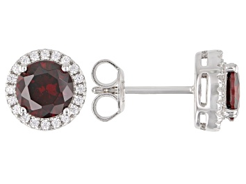 Picture of Red And White Cubic Zirconia Rhodium Over Sterling Silver Earrings 2.80ctw