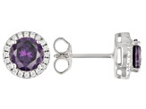 Purple And White Cubic Zirconia Rhodium Over Sterling Silver Earrings 2.80ctw