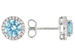 Light Blue And White Cubic Zirconia Rhodium Over Sterling Silver Earrings 2.80ctw