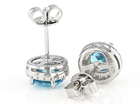 Light Blue And White Cubic Zirconia Rhodium Over Sterling Silver Earrings 2.80ctw