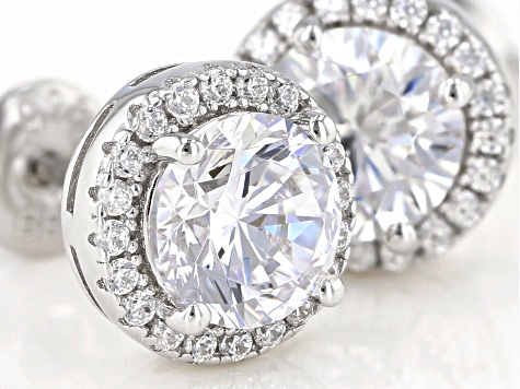 White Cubic Zirconia Rhodium Over Sterling Silver Earrings