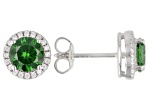 Green And White Cubic Zirconia Rhodium Over Sterling Silver Earrings 2.80ctw