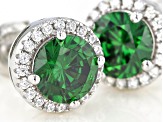 Green And White Cubic Zirconia Rhodium Over Sterling Silver Earrings 2.80ctw