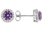 Lab Created Color Change Sapphire And White Cubic Zirconia Rhodium Over Silver Earrings 2.43ctw