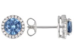 Blue And White Cubic Zirconia Rhodium Over Sterling Silver Earrings 2.80ctw