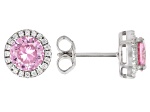 Pink And White Cubic Zirconia Rhodium Over Sterling Silver Earrings 2.80ctw