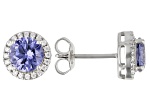 Blue And White Cubic Zirconia Rhodium Over Sterling Silver Earrings 2.80ctw