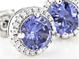 Blue And White Cubic Zirconia Rhodium Over Sterling Silver Earrings 2.80ctw