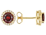 Red And White Cubic Zirconia 18k Yellow Gold Over Sterling Silver Earrings 2.80ctw
