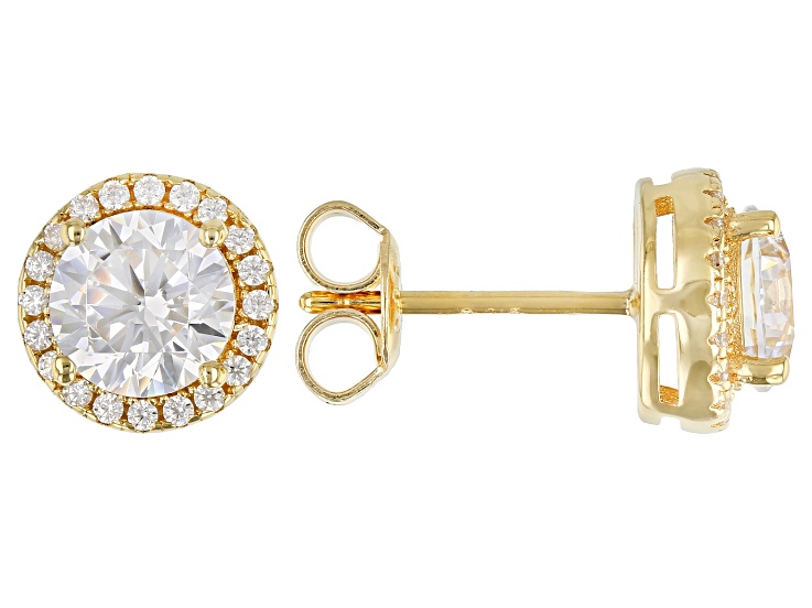 White Cubic Zirconia 18k Yellow Gold Over Sterling Silver