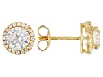 White Cubic Zirconia 18k Yellow Gold Over Sterling Silver Earrings 2.80ctw