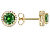 Green And White Cubic Zirconia 18k Yellow Gold Over Sterling Silver Earrings 2.80ctw