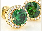 Green And White Cubic Zirconia 18k Yellow Gold Over Sterling Silver Earrings 2.80ctw