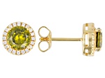 Green And White Cubic Zirconia 18k Yellow Gold Over Sterling Silver Earrings 2.80ctw