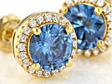 Blue And White Cubic Zirconia 18k Yellow Gold Over Sterling Silver Earrings 2.80ctw