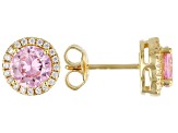 Pink And White Cubic Zirconia 18k Yellow Gold Over Sterling Silver Earrings 2.80ctw