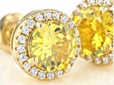 Yellow And White Cubic Zirconia 18k Yellow Gold Over Sterling Silver Earrings 2.80ctw