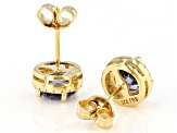 Blue And White Cubic Zirconia 18k Yellow Gold Over Sterling Silver Earrings 2.80ctw