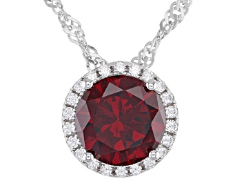 Picture of Red And White Cubic Zirconia Rhodium Over Sterling Silver Pendant With Chain 3.72ctw